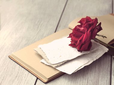 Red Rose on book