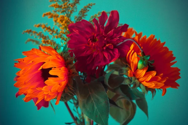 Buket turuncu ayçiçeği ile — Stok fotoğraf