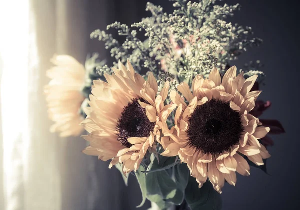 Bouquet with yellow sunflowers — Stock Photo, Image