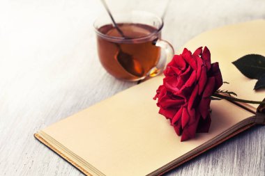 Red Rose on book