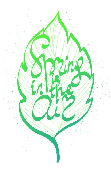 Le printemps est dans l'air Lettrage dessiné à la main à l'encre — Image vectorielle