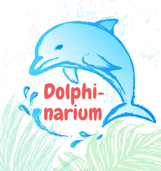 Чорнило рука намальована дельфіна художня ілюстрація, готова для банерів — стоковий вектор