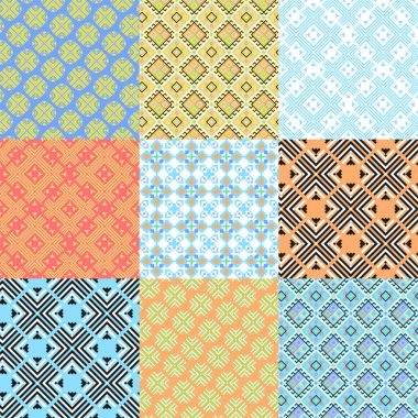 Geleneksel nakış temel geometrik süsler kümesi