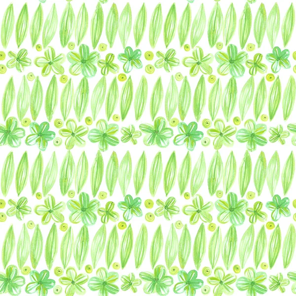 シームレスな水彩花柄抽象的な花緑のデザイン — ストック写真