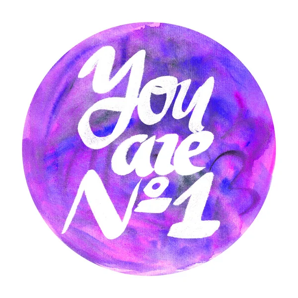 Vous un badge aquarelle numéro un Conception ronde abstraite aquarelle — Photo