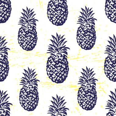 Mürekkep el ananas ile çizilmiş seamless modeli