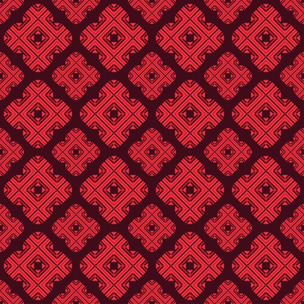 Patrón sin costuras con geometría floral abstracta negra y roja — Vector de stock