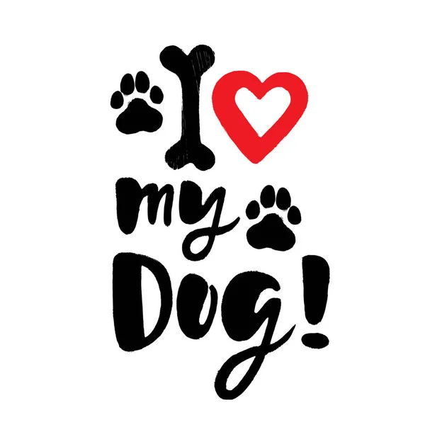 Köpeğimi seviyorum! Fırça yazı pençeleri, kemik ve kalp