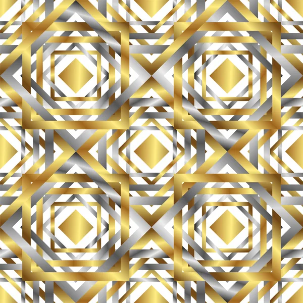 Безшовний перекриваючий золотий і срібний елементи геометричний візерунок — стоковий вектор