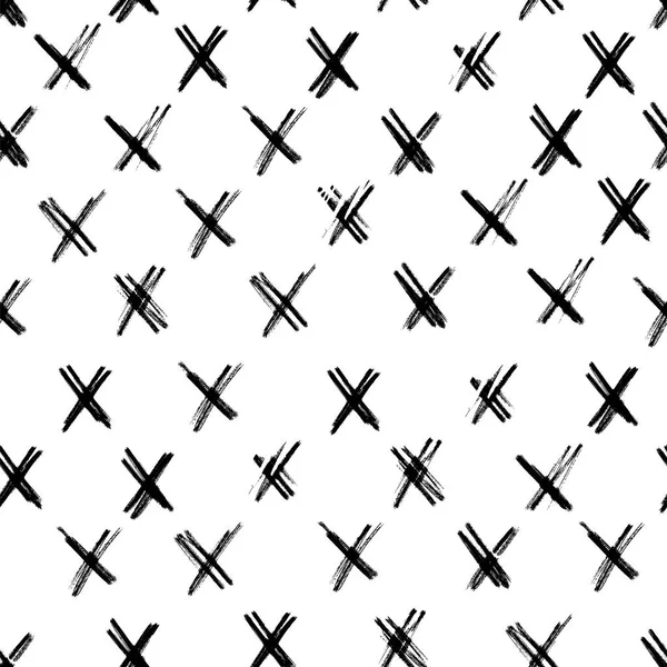 Tusche handgezeichnete abstrakte Kreuz nahtlose Muster — Stockvektor