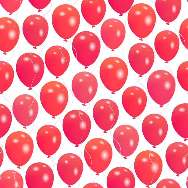 Vzor bezešvé s červenými helium balónky Happy Valentine den — Stockový vektor