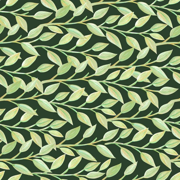 Γκουάς βαμμένα φύλλα καλλιτεχνική χωρίς ραφή πρότυπο — Φωτογραφία Αρχείου