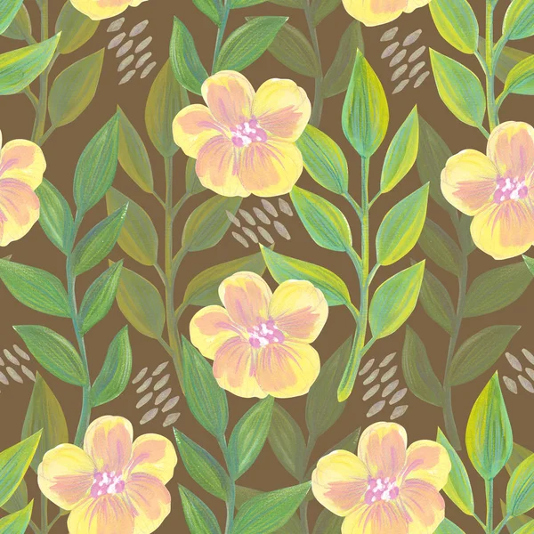 Helles florales nahtloses Design mit gelben Blüten — Stockfoto