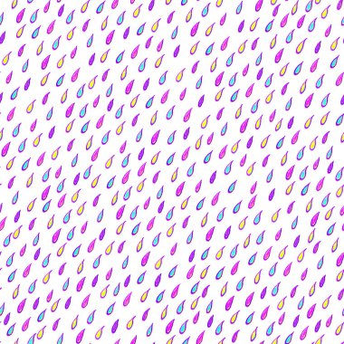 Elle çizilmiş renkli yağmur damlaları ile pürüzsüz desen