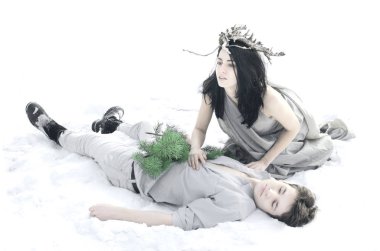 snow Queen and the frozen man clipart