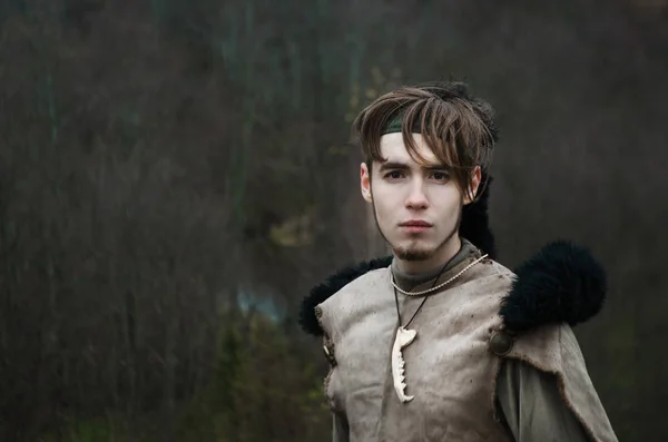 Portrait Young Man Barbarian Outfit — Stock Photo, Image