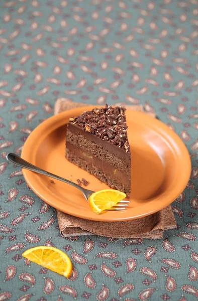 Vegan chocolade oranje truffel Cake — Stockfoto