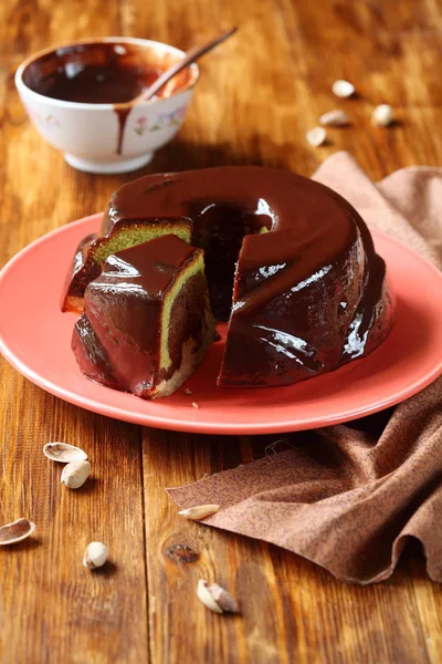 Márvány pisztácia, csokoládé és vanília torta — Stock Fotó