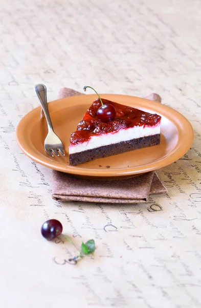 Piece of Cherry Cake — Stock Photo, Image