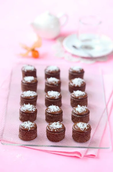Chocolate Coconut Mini Cupcakes — Stock Photo, Image