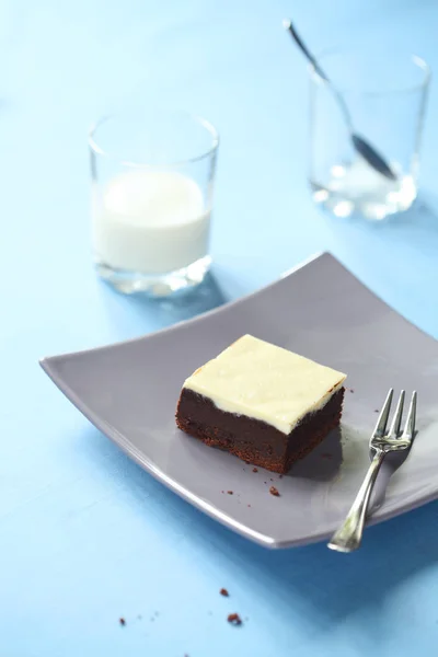 Brownie Goat Cheesecake Square — Stock Photo, Image