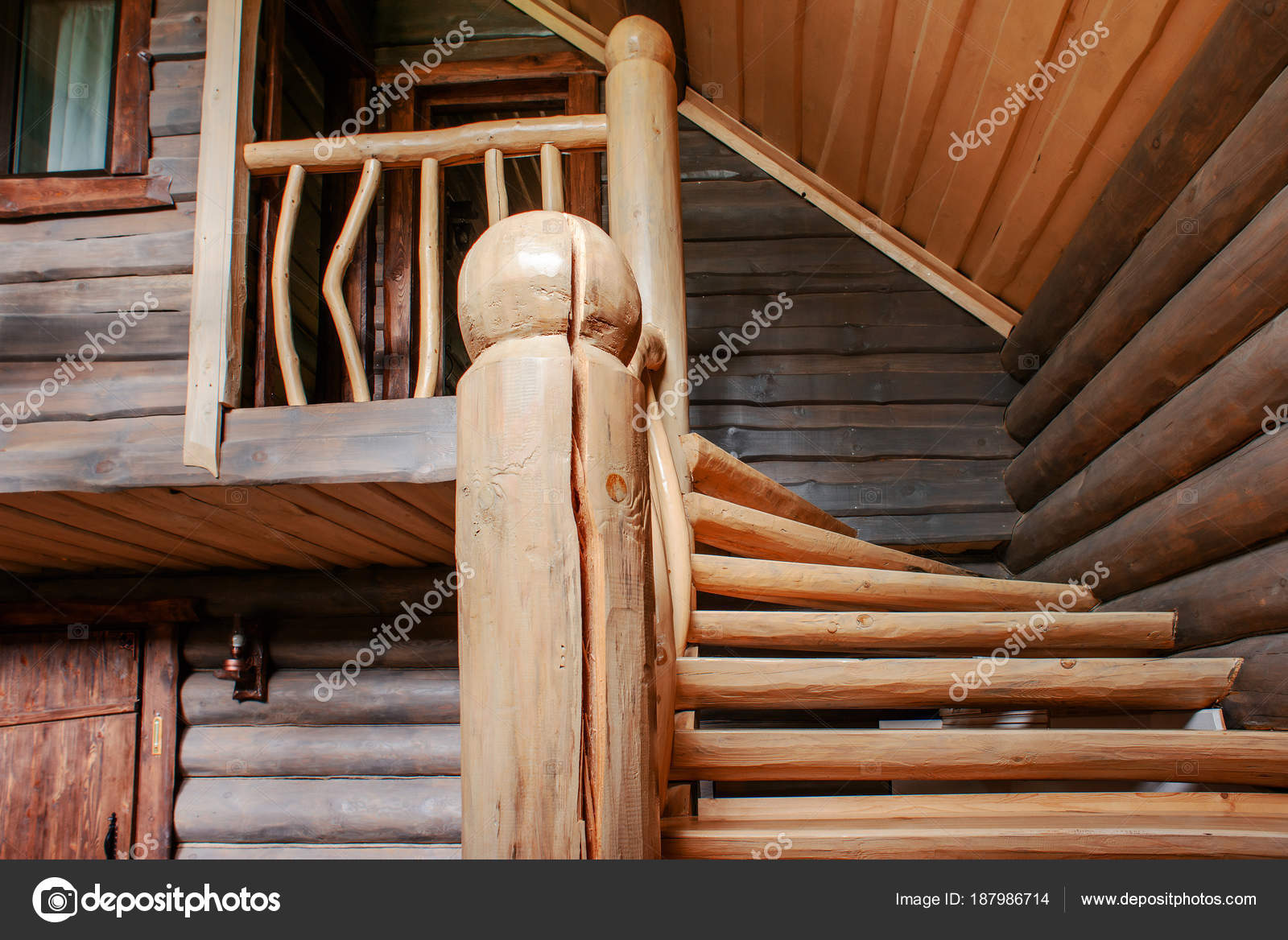 Rustic Wooden Staircase Stock Photo C Shmelevanatalie 187986714