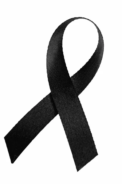 Black ribbon isolated on white background with clipping-path. — Stock Photo, Image