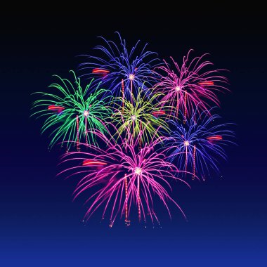 Havai fişek kutlama ve alacakaranlık gökyüzü arka plan.