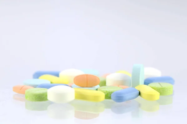 Lékárna pozadí, medicína šablony v pastelových tónů. — Stock fotografie