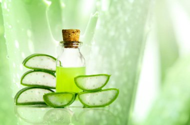 Aloe Vera kes yaprakları ve Aloe Vera Ürünler.
