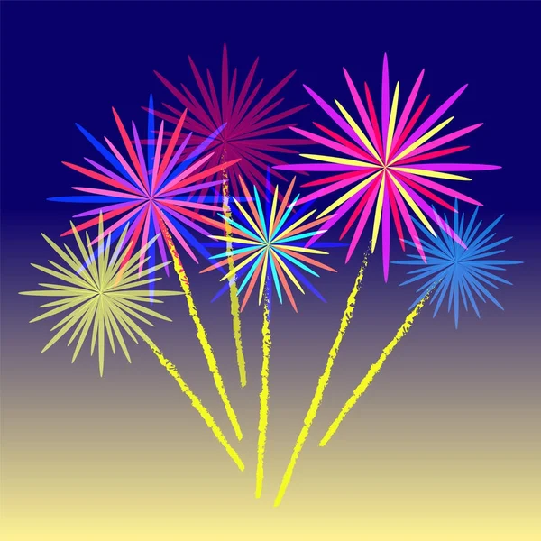 Πολύχρωμα Πυροτεχνήματα Γιορτή Και Φόντο Του Ουρανού Λυκόφως — Διανυσματικό Αρχείο