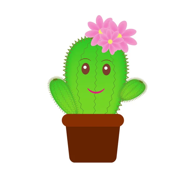 Malý kaktus v hrnci. — Stockový vektor