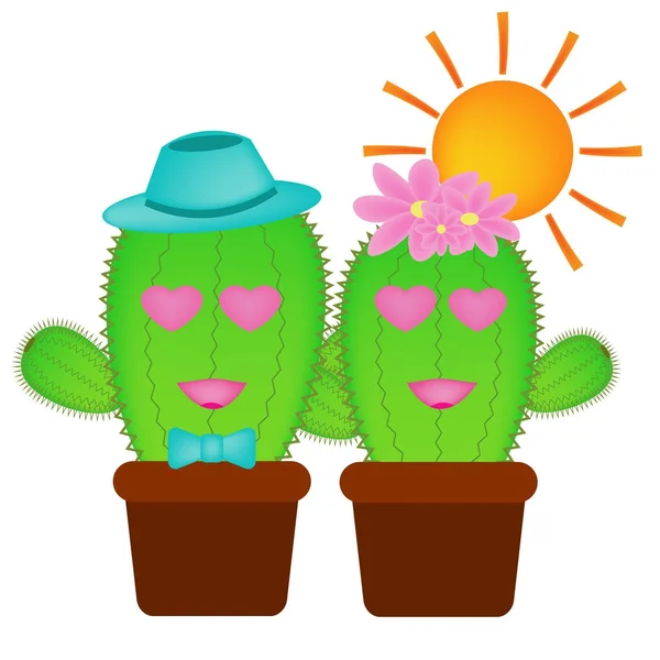 Krásný kaktus láska sunshine. — Stockový vektor