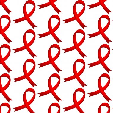 Arka plan kırmızı şerit tabelada beyaz Dünya AIDS günü.