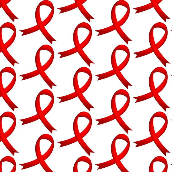 World Aids Day Red Ribbon Sign White Background — Stock Vector
