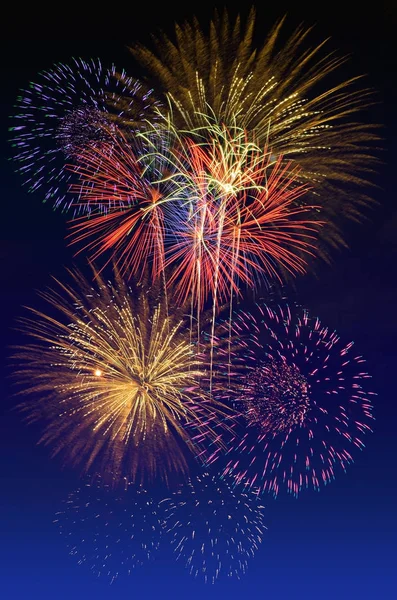 Vuurwerk-viering en de hemelachtergrond twilight. — Stockfoto