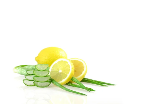 Aloe Vera Gel Lemon Juice Natural Skin Cleanner Natural Recipe — Stock Photo, Image