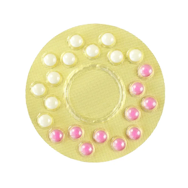 21 compresse pillola in confezione di strisce rotonde . — Foto Stock