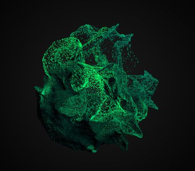 Parçacıklar uçan 3d render soyut.
