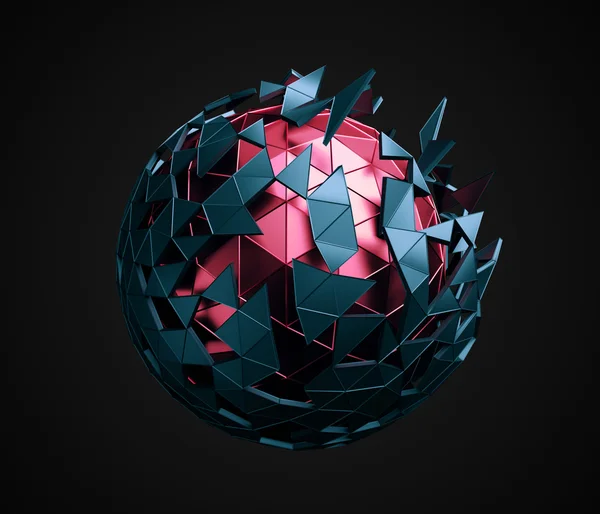 Låga Poly Sphere med kaotiskt struktur. — Stockfoto