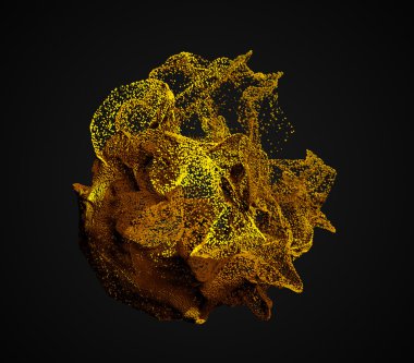 Parçacıklar uçan 3d render soyut.