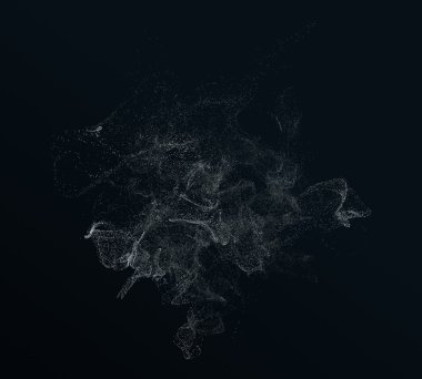 Parçacıklar uçan 3d render soyut.