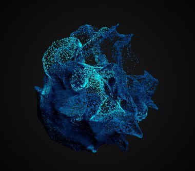 Parçacıklar uçan 3d render soyut.
