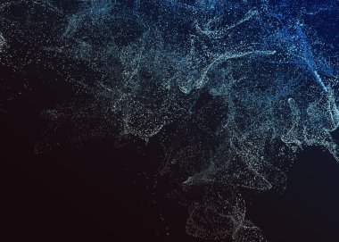 Parçacıklar uçan 3d render soyut.