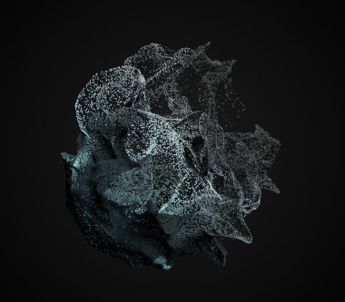 Parçacıklar uçan 3d render soyut.