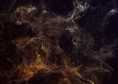 Parçacıklar uçan 3d render soyut.