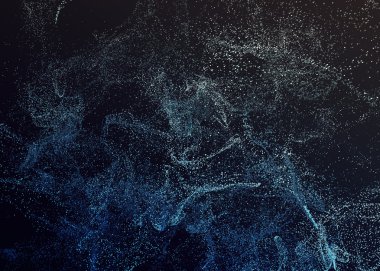 Parçacıklar uçan 3d render soyut.