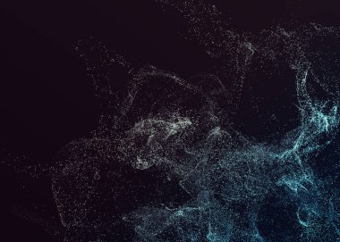 Parçacıklar uçan 3d render soyut.