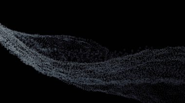 Parçacıklar uçan 3d render soyut.