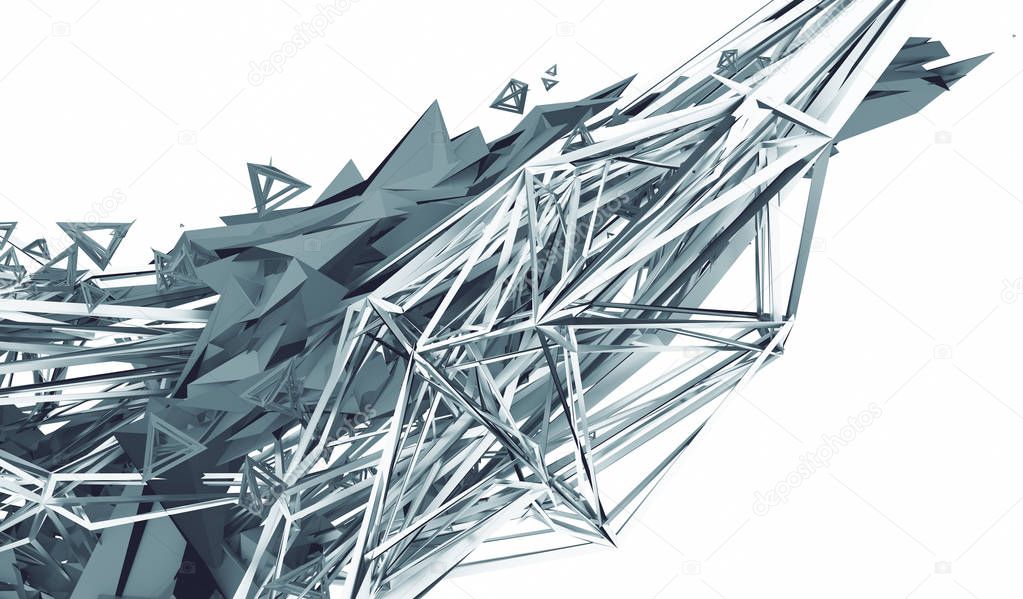 Abstract 3D Rendering of Polygonal Shape.